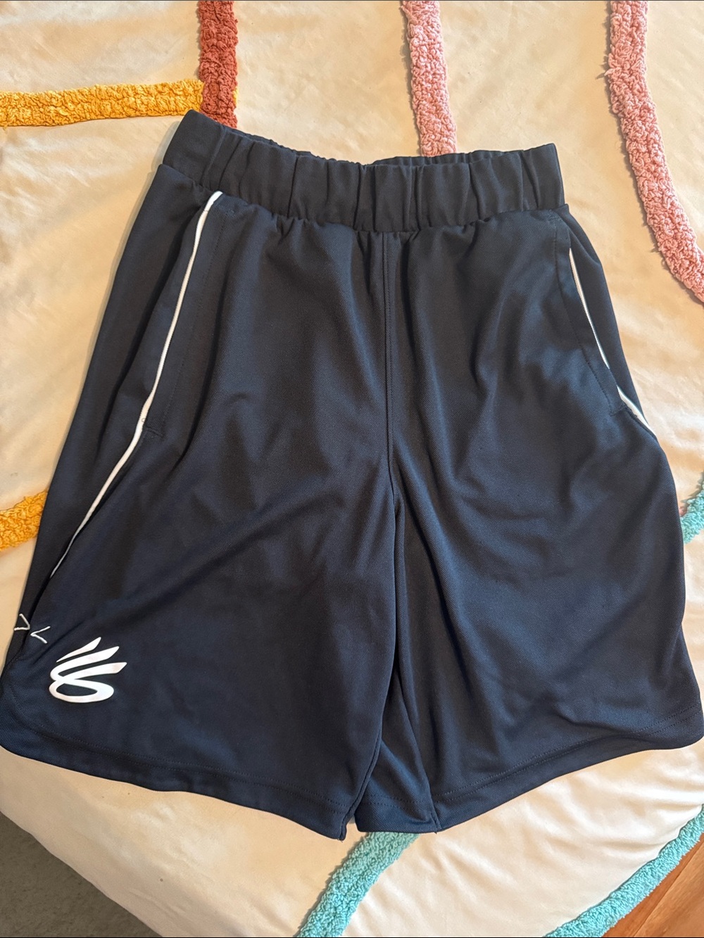 Under Armour Black Athletic Shorts with White Trim